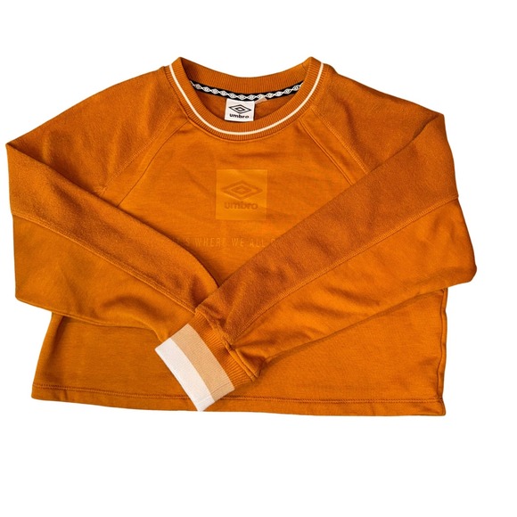Umbro Womens Burnt Orange Cropped Sweatshirt Raglan Graphic Pullover Large - Picture 3 of 9